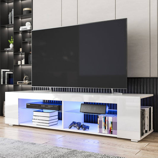 Tv Stand For Tvs Up To 65 Led Media With Glass Shelves