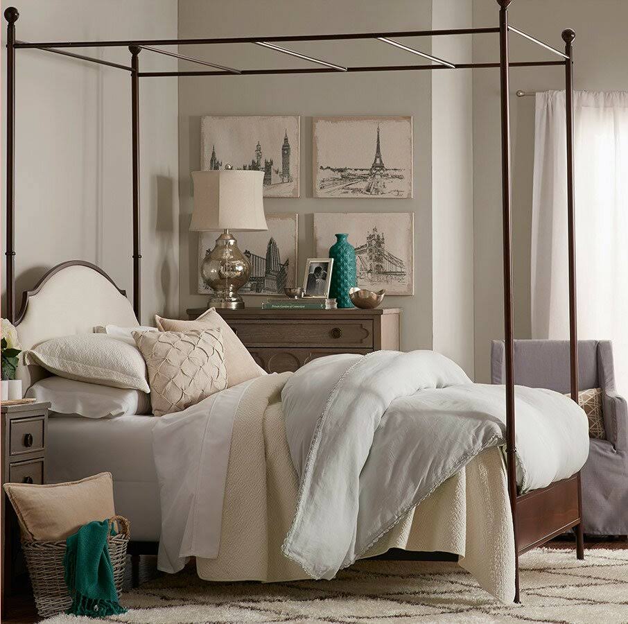 Upholstered Low Profile Canopy Bed