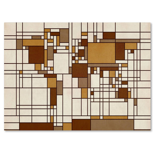 Trademark Art Mondrian World Map Canvas Art By Michael Tompsett