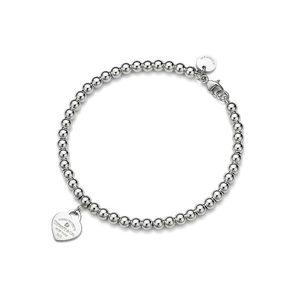 Tag Bead Bracelet In Silver With A Diamond