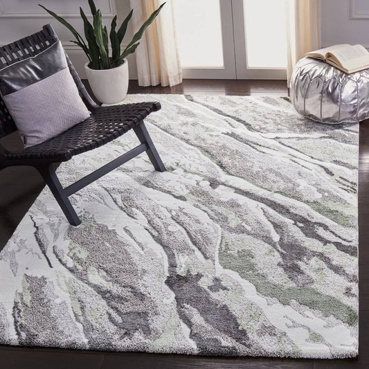 Abstract Gray/Green Area Rug Orren Ellis Rug