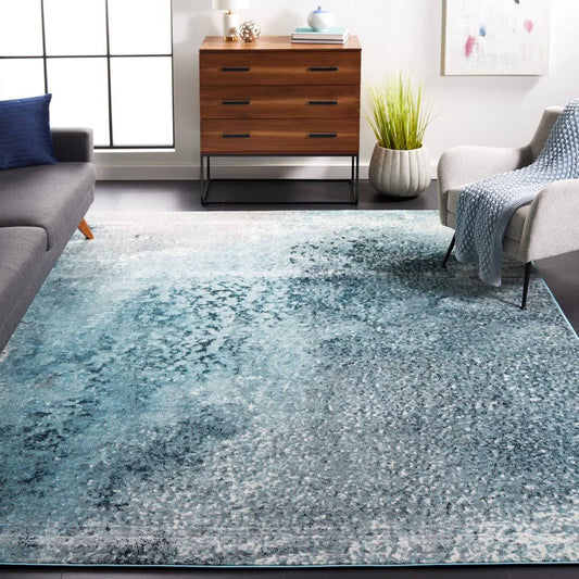 Abstract Teal Area Rug  Rug