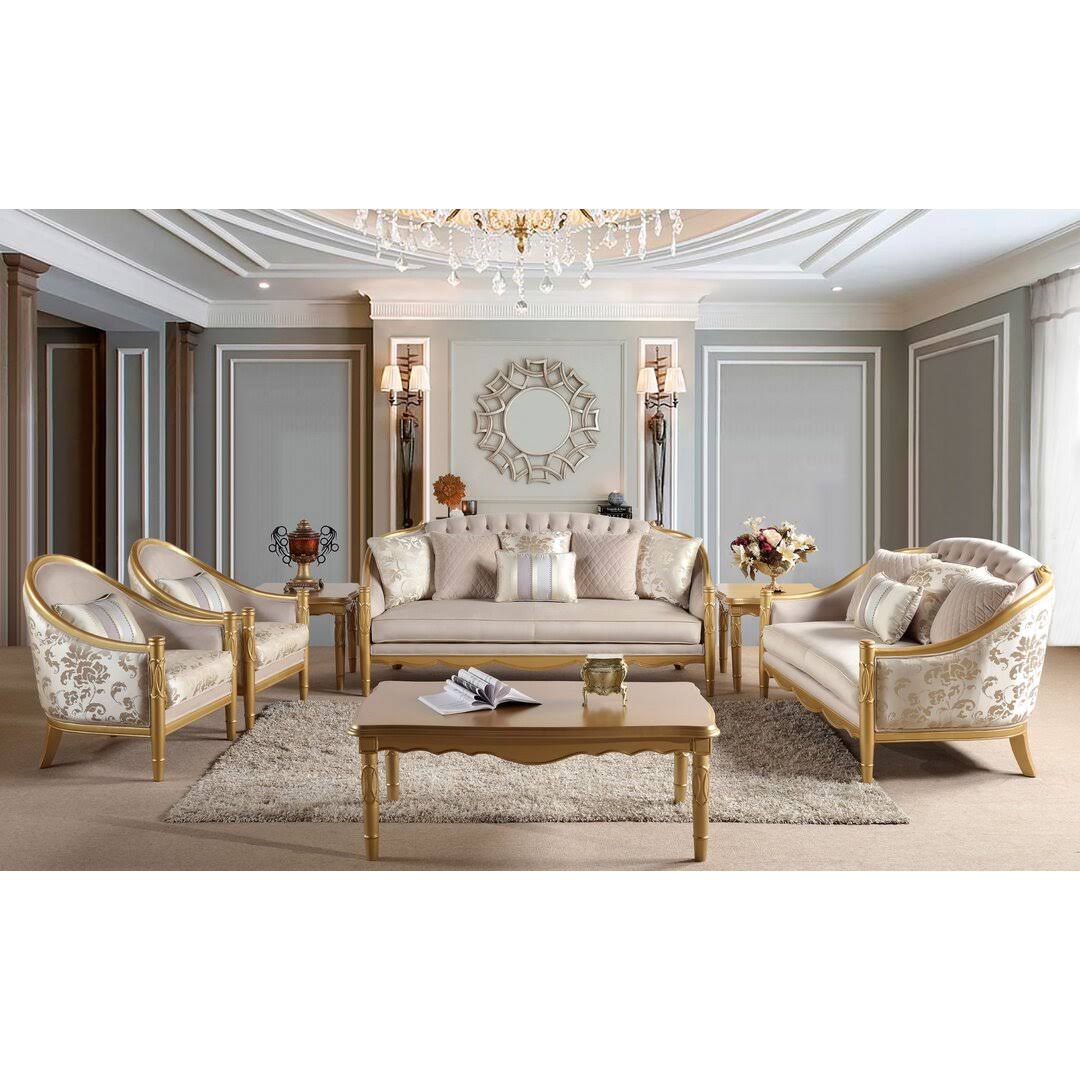 6 Piece Velvet Living Room Set Rosdorf Park