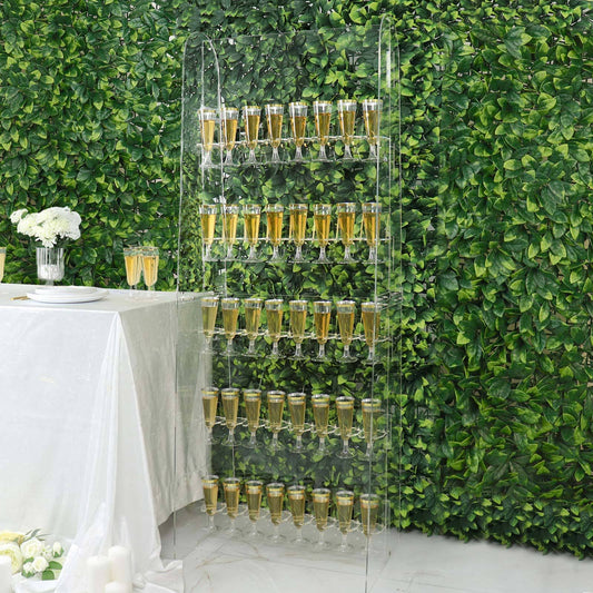 5ft Clear Acrylic 5-Tier 40 Champagne Glass Holder Wall Stand