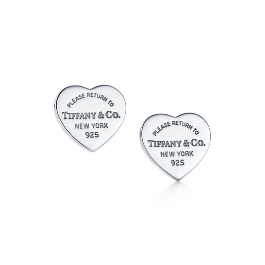 To Tiffany Heart Tag Stud Earrings In Silver