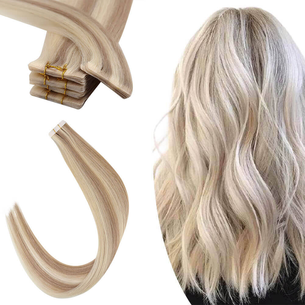 24 Inches Blonde Invisible Seamless Injection Tape In Virgin Hair Hair Extensions 18