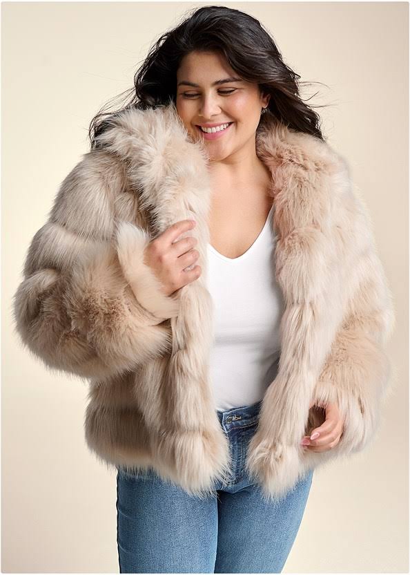 Tiered Faux-Fur Jacket Coats