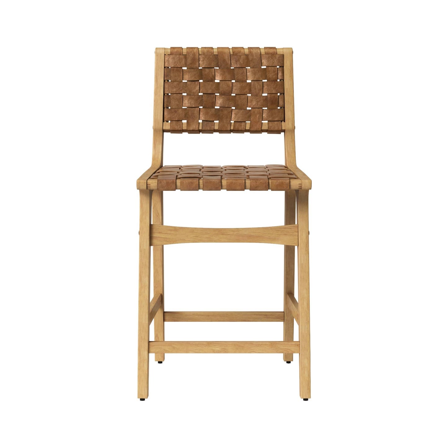 Woven Counter Height Barstool Brown/Natural Wood -