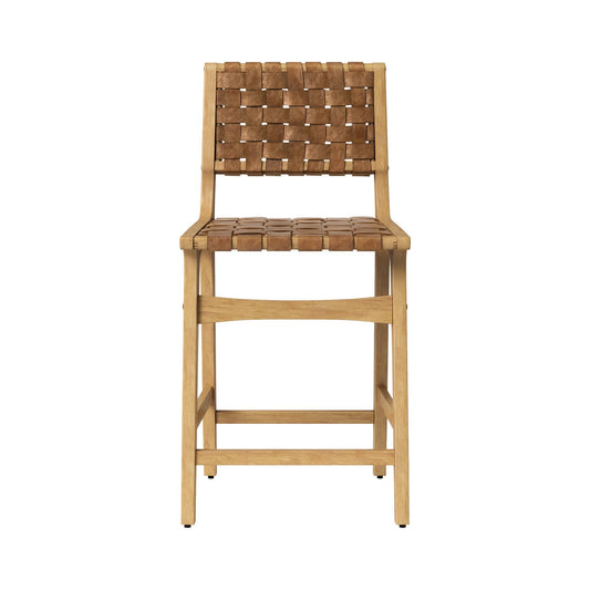 Woven Counter Height Barstool Brown/Natural Wood -