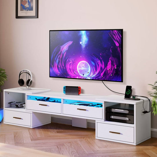 78.7 Led Light Turnable Combination Tv Stand With Power Outlet