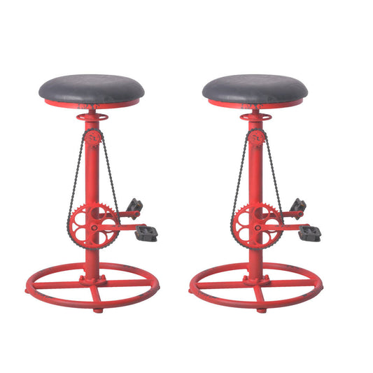 Swivel Adjustable Bike Stool-29-37 Kitchen Counter Bar Height-Set Of 2 Industrial Farmhouse Countertop Barstools-Metal And Pu Leather Willisto