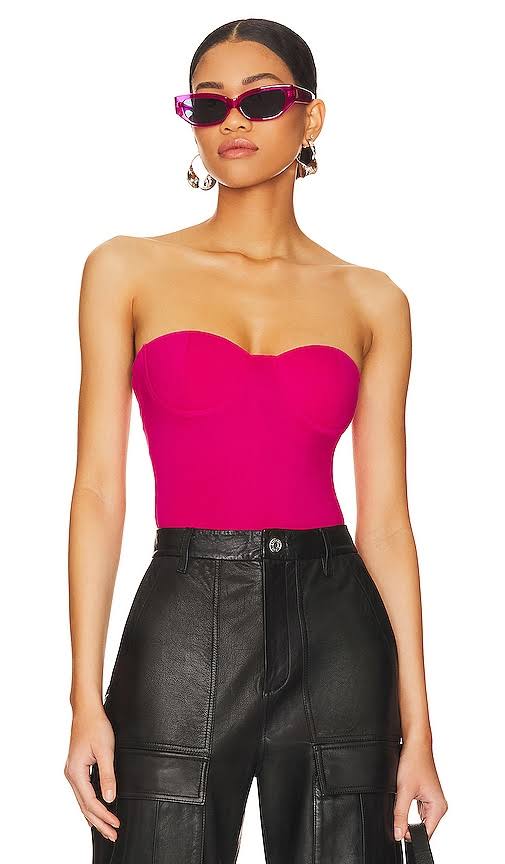 Stef Bustier Bodysuit In Fuchsia