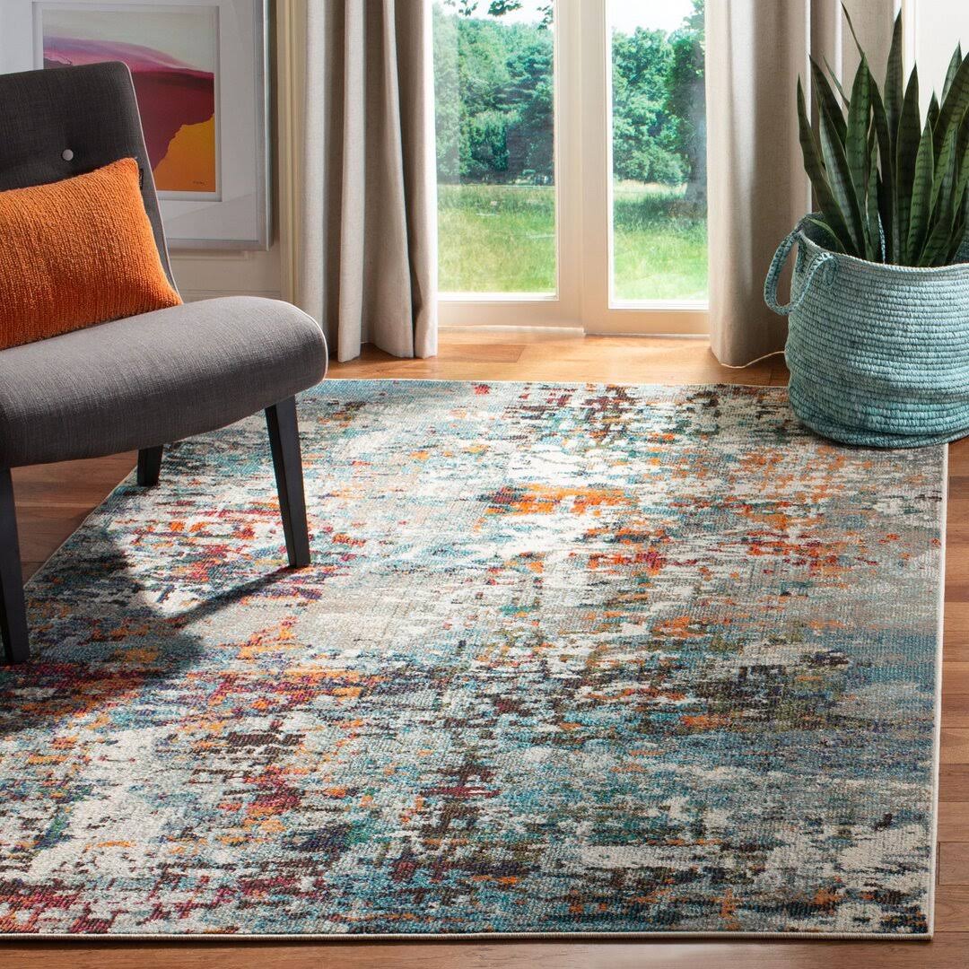 ® Abingt Gray/Blue/Orange Rug 17 Stories Rug