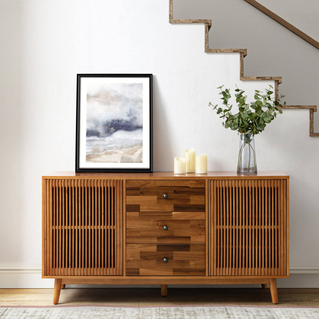 58 Wide 3 Drawer Sideboard With Slatted Doors