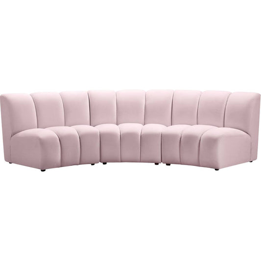 119 Wide Velvet Symmetrical Corner Sectional  Upholstery