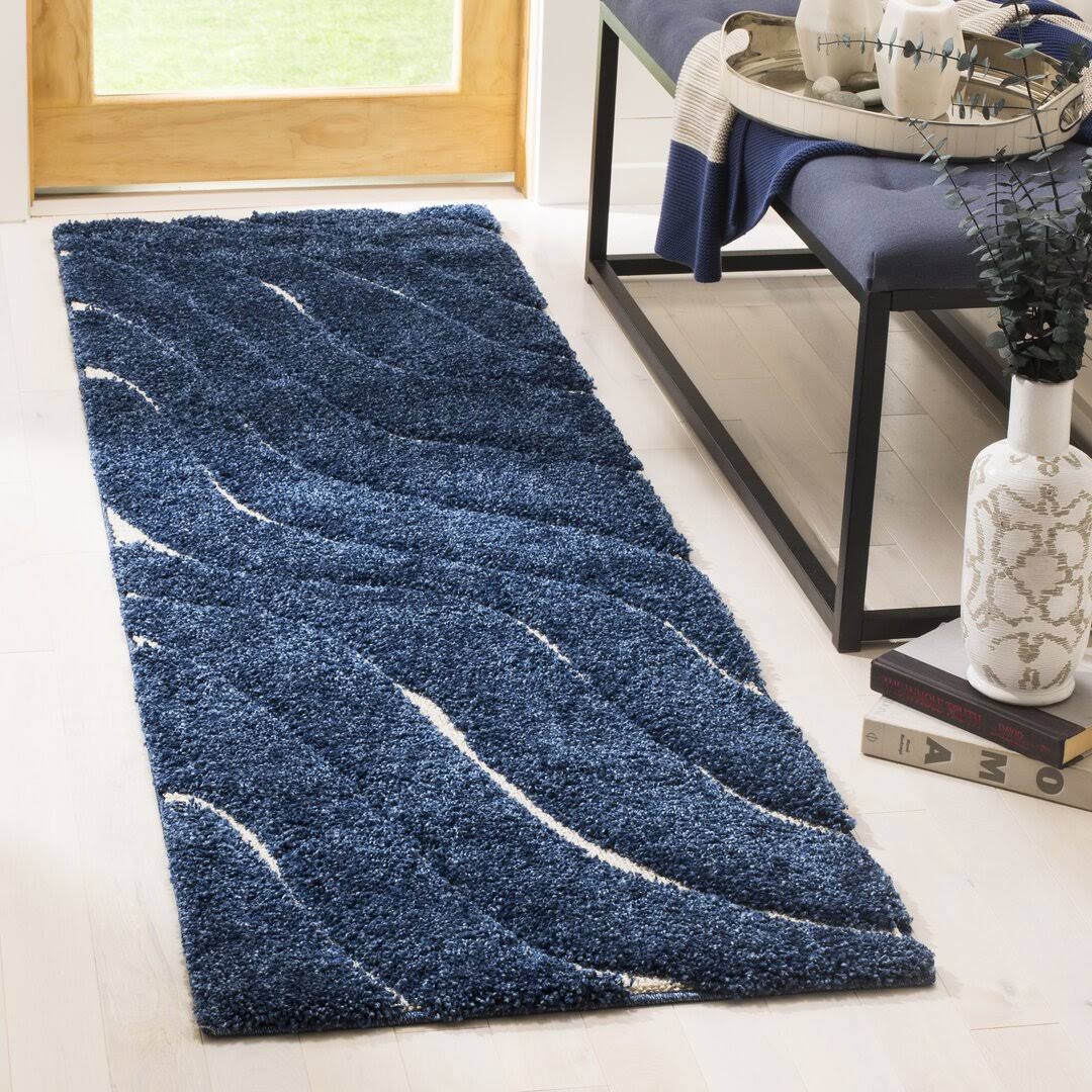 Abstract Blue/Cream Area Rug  Rug