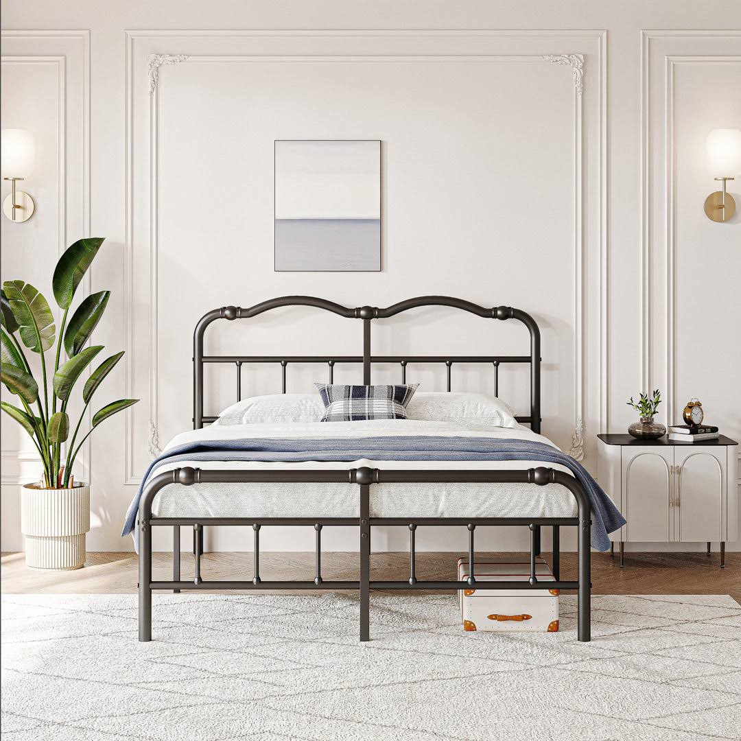 Wavy Headboard Iron Bed