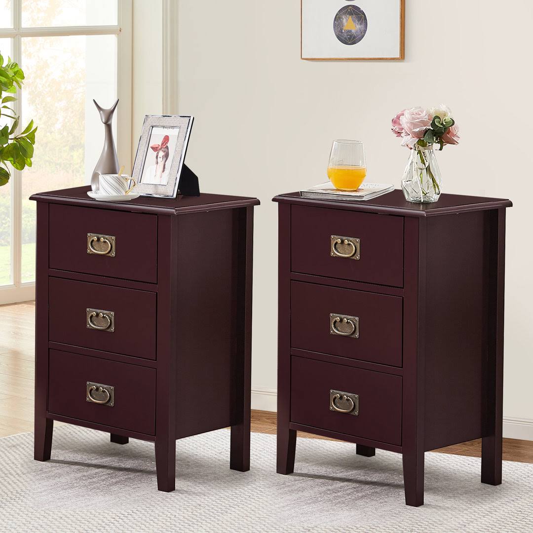 3 Drawer Steel Nightstand