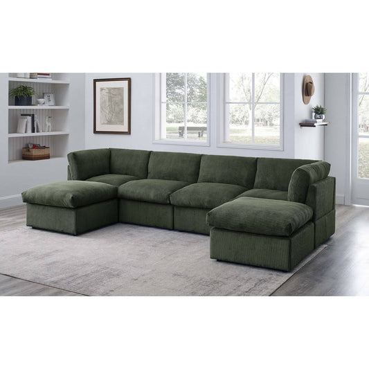 129 Wide Reversible Modular Corner Sectional With Ottoman  Body Fabric