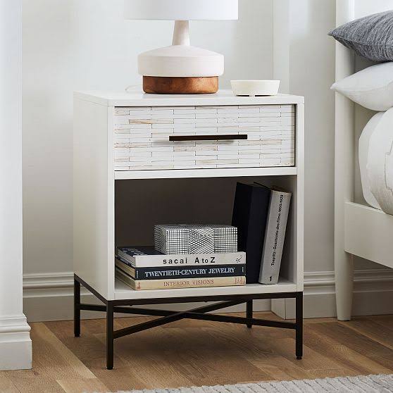 Tiled Nightstand White