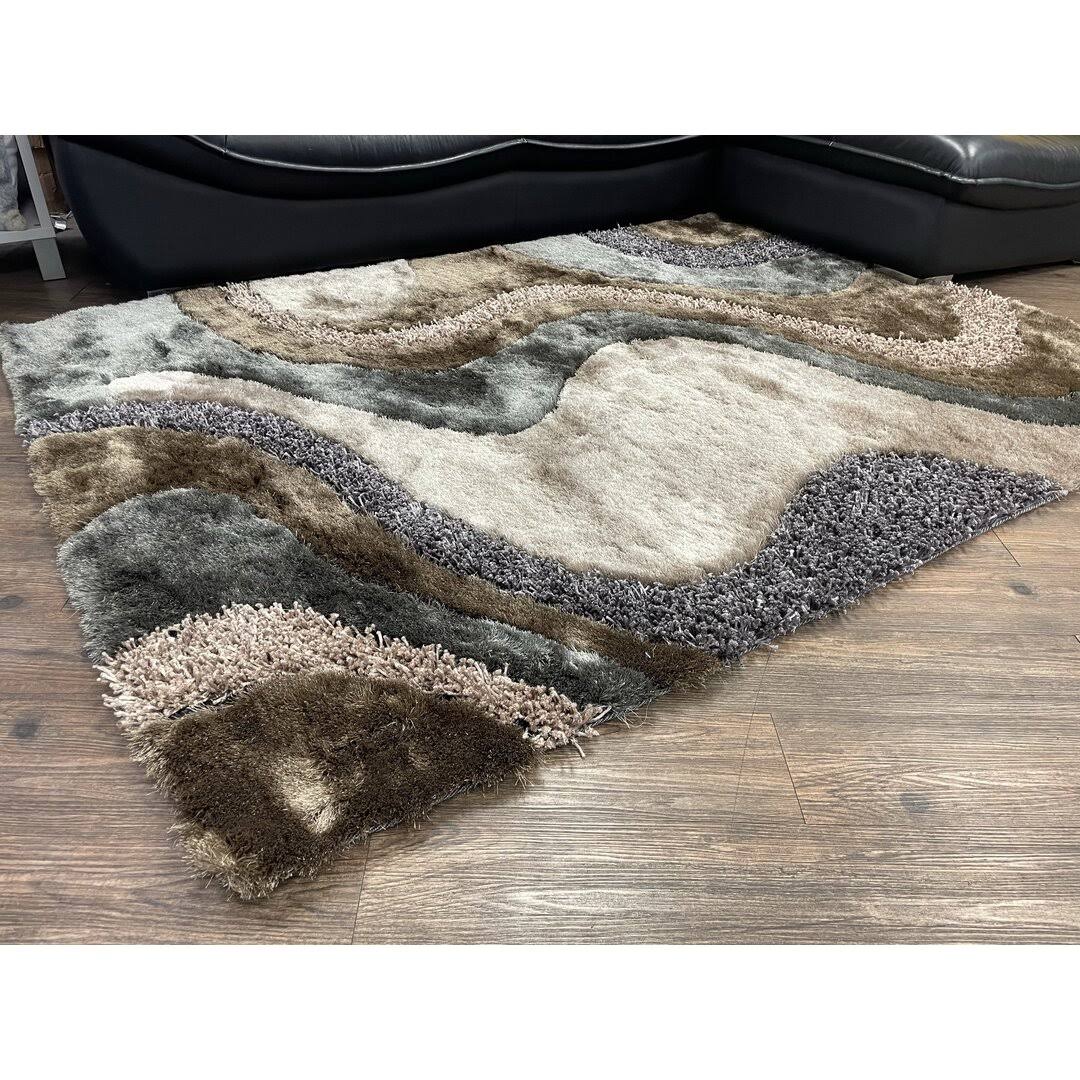 Abstract Handmade Tufted Beige/Gray Area Rug Orren Ellis Rug