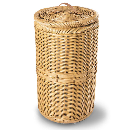 Tall Wicker Trash Basket With Metal Liner