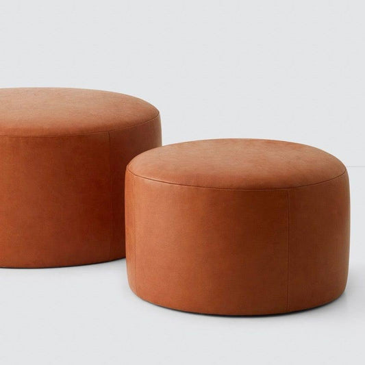 Torres Round Leather Ottoman