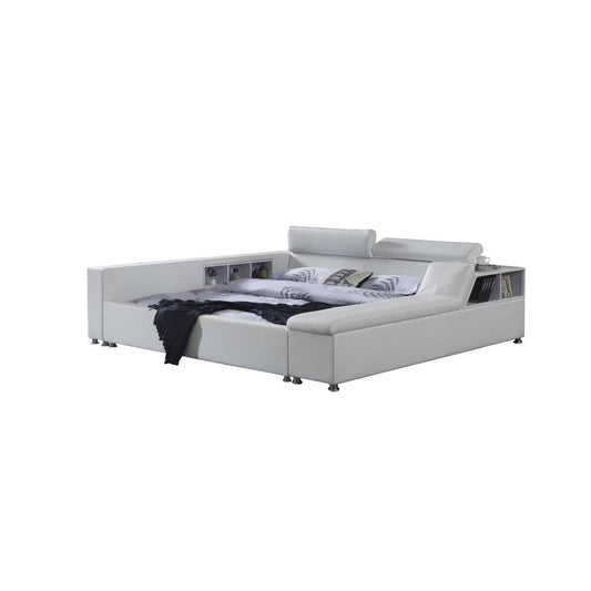 Upholstered Low Profile Platform Bed Orren Ellis Size: Queen, Color: White