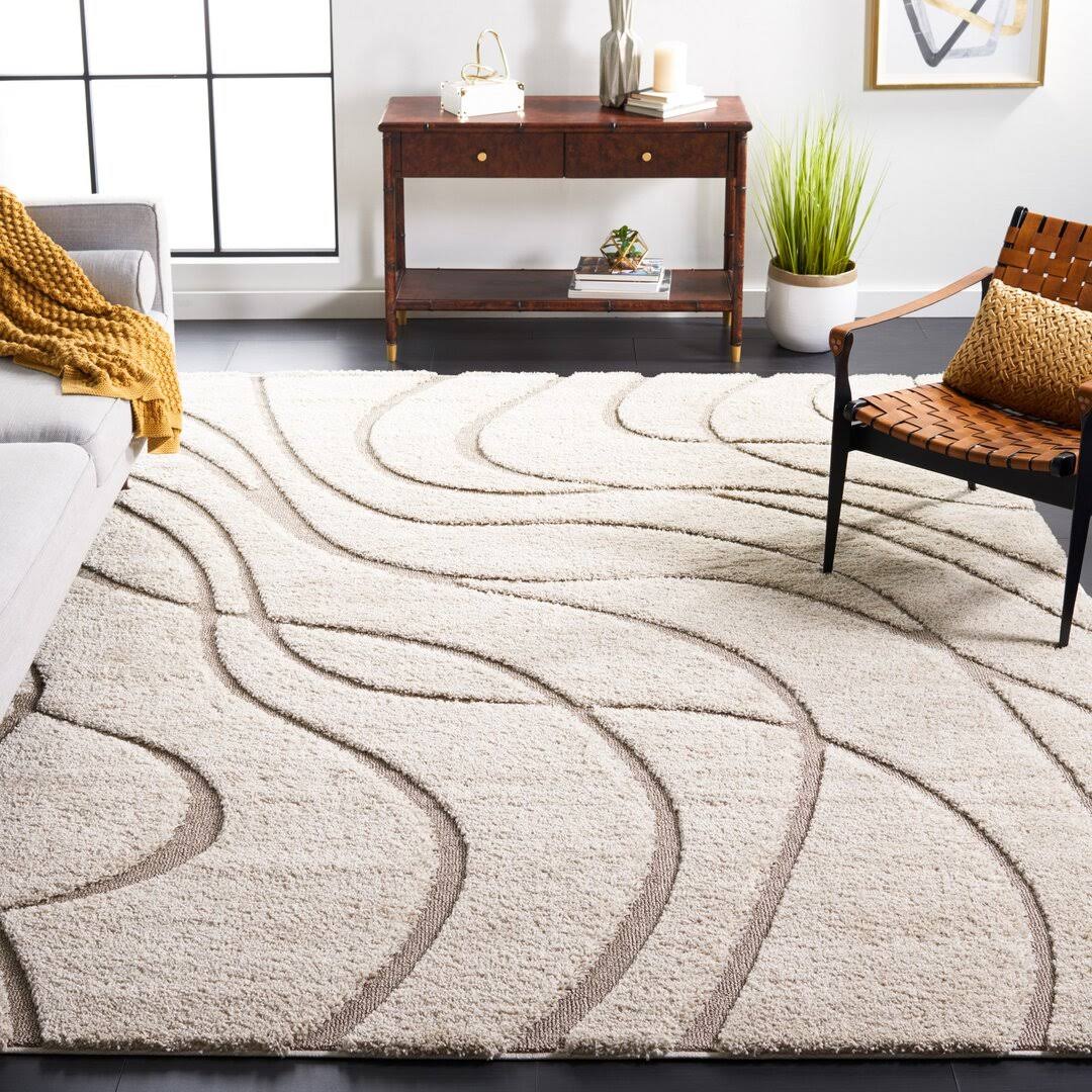 ® Stacie Abstract Cream/Beige Area Rug Ebern Designs Rug