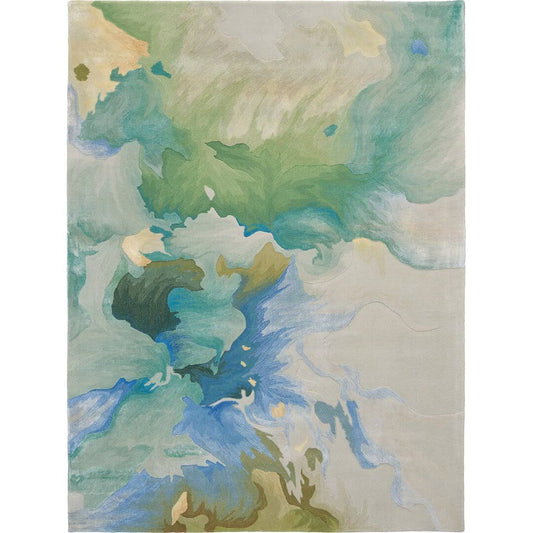 Abstract Handmade Tufted Blue/Beige/Green Area Rug  Rug