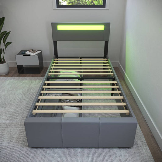 Upholstered Low Profile Storage Platform Bed