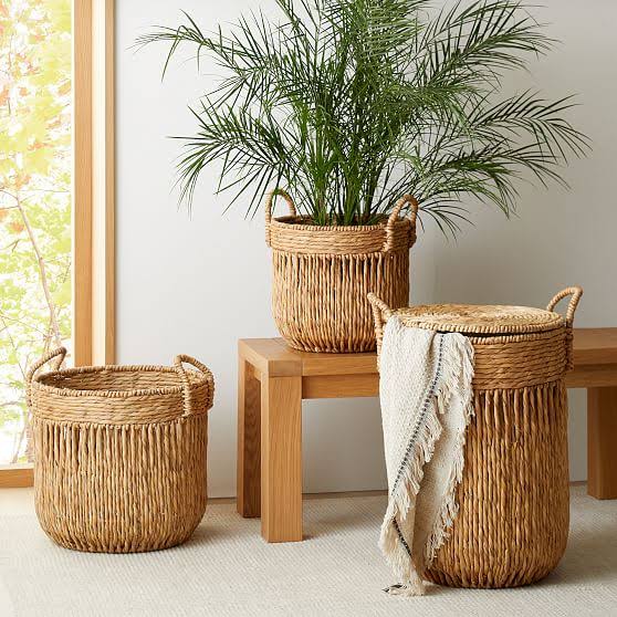 Vertical Lines Baskets Large Round