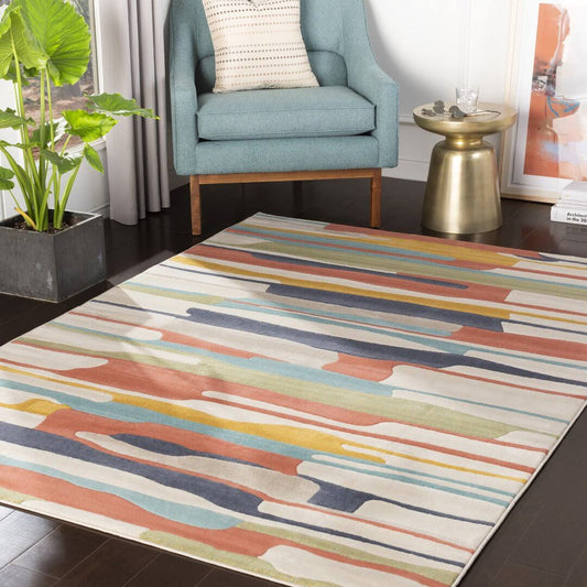 Striped Beige/Green Area Rug  Rug