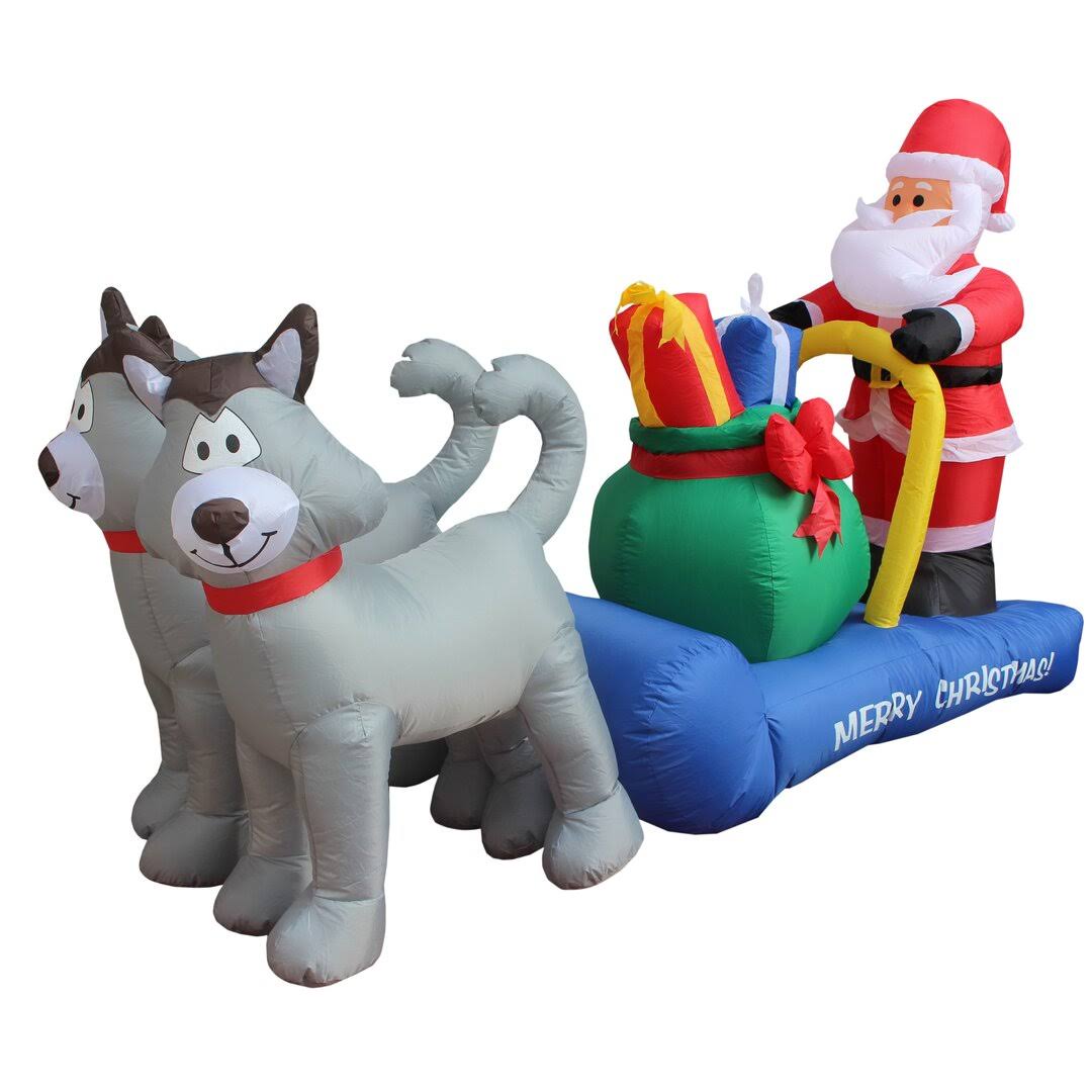 7 Ft. Long Husky Sleigh With Santa Christmas Decoration Inflatable