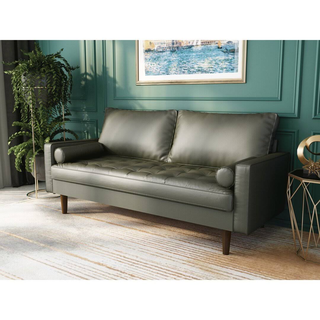 70 Vegan Leather Square Arm Sofa  Fabric