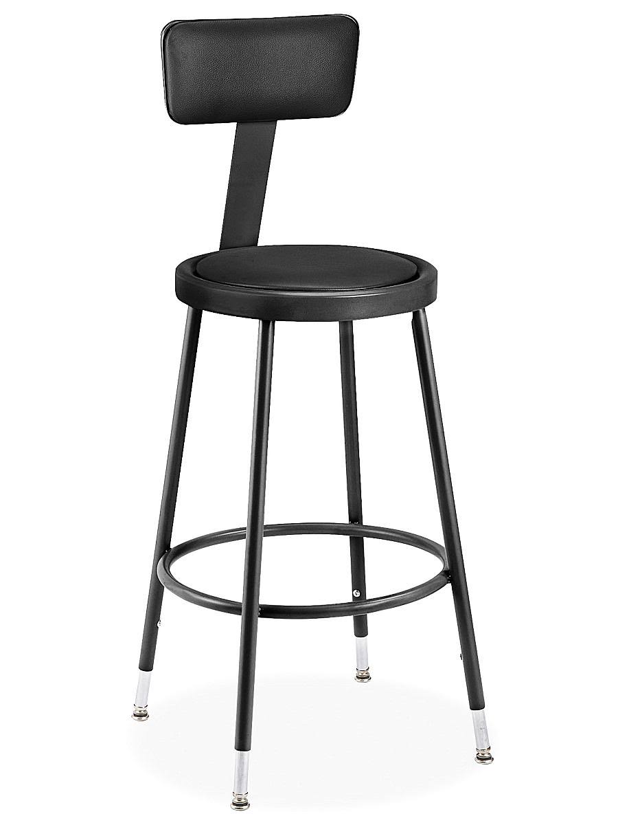 Stool With Backrest - Padded With Adjustable Legs, Black -  - H-4830bl