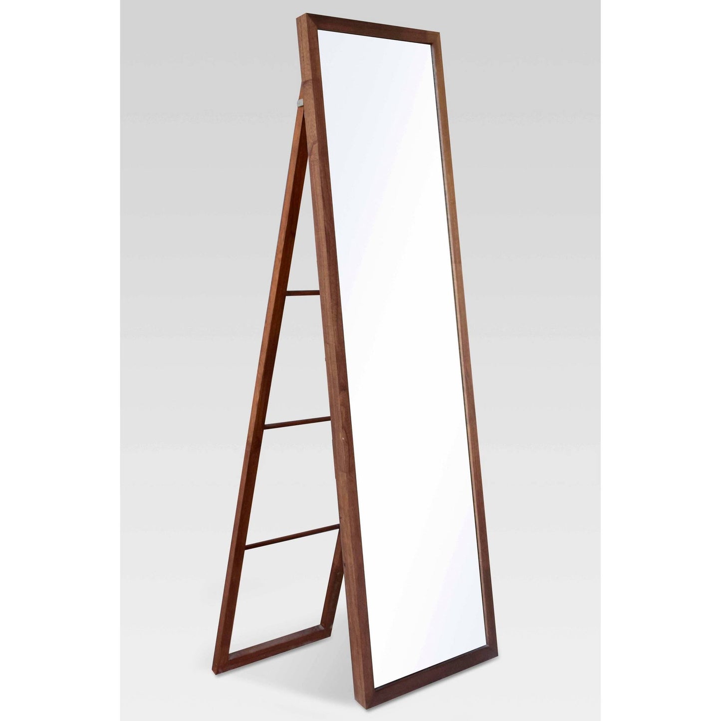 20 X 65 Wood Ladder Standing Mirror Brown -