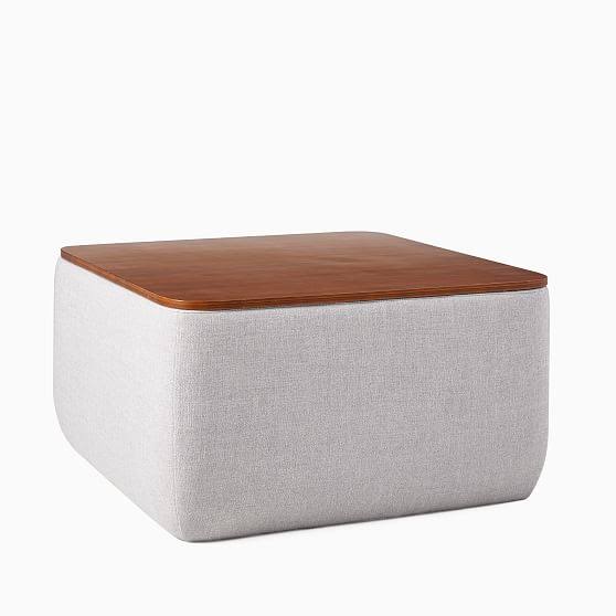 Upholstered Storage Ottoman Square Poly