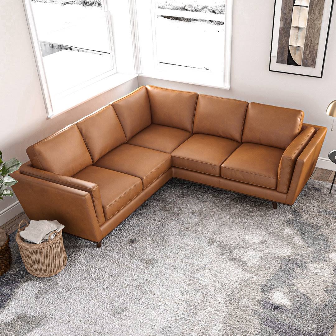 92 Wide Genuine Leather Symmetrical Corner Sectional