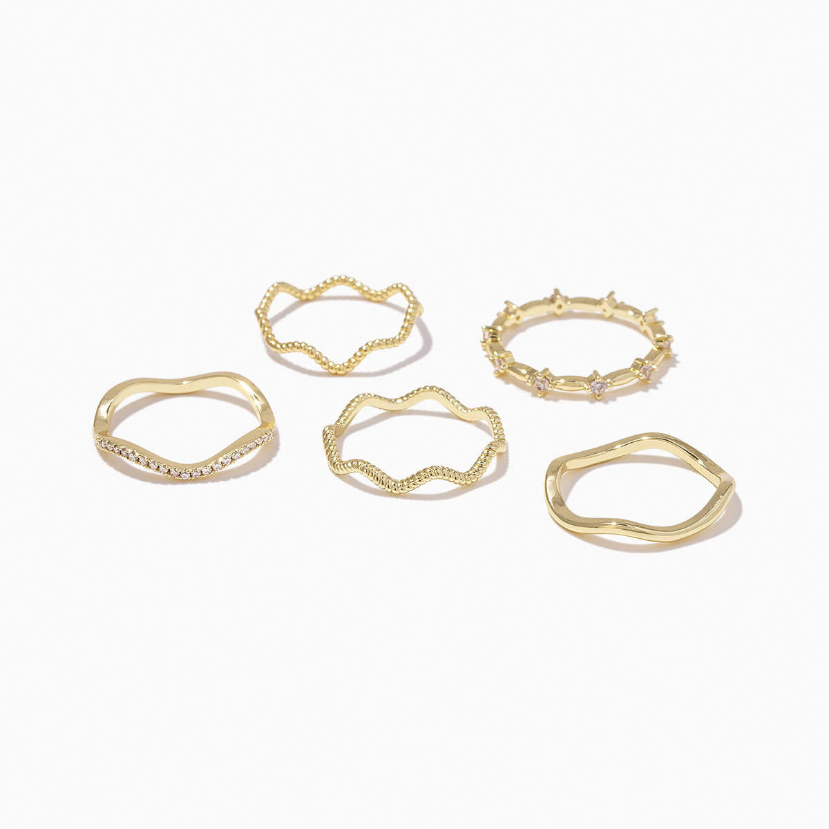 Thin Gold Stackable Ring Set Of 5 Womens Vintage 5 Layered Rings In