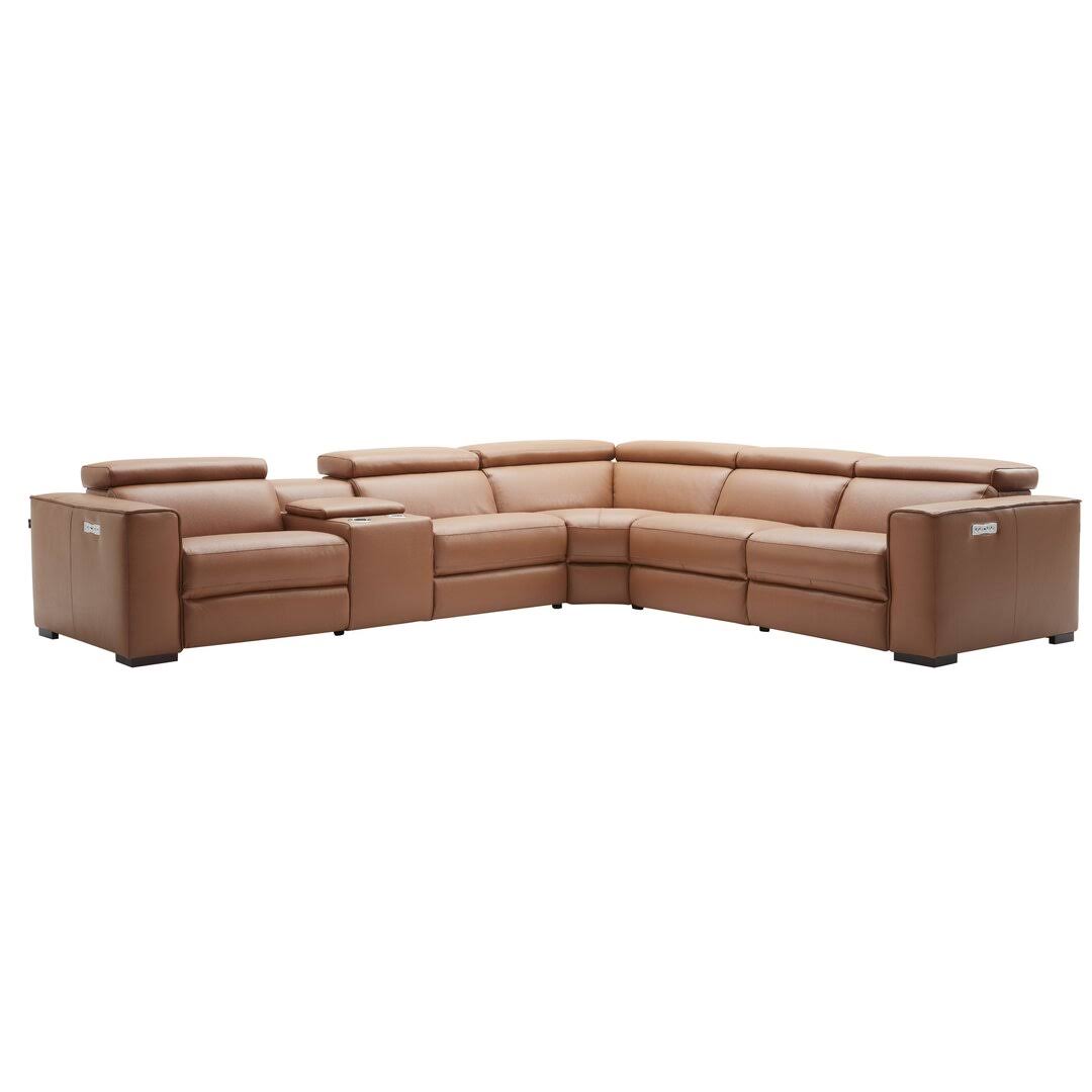 138 Wide Genuine Leather Reversible Reclining Corner Sectional  Upholstery