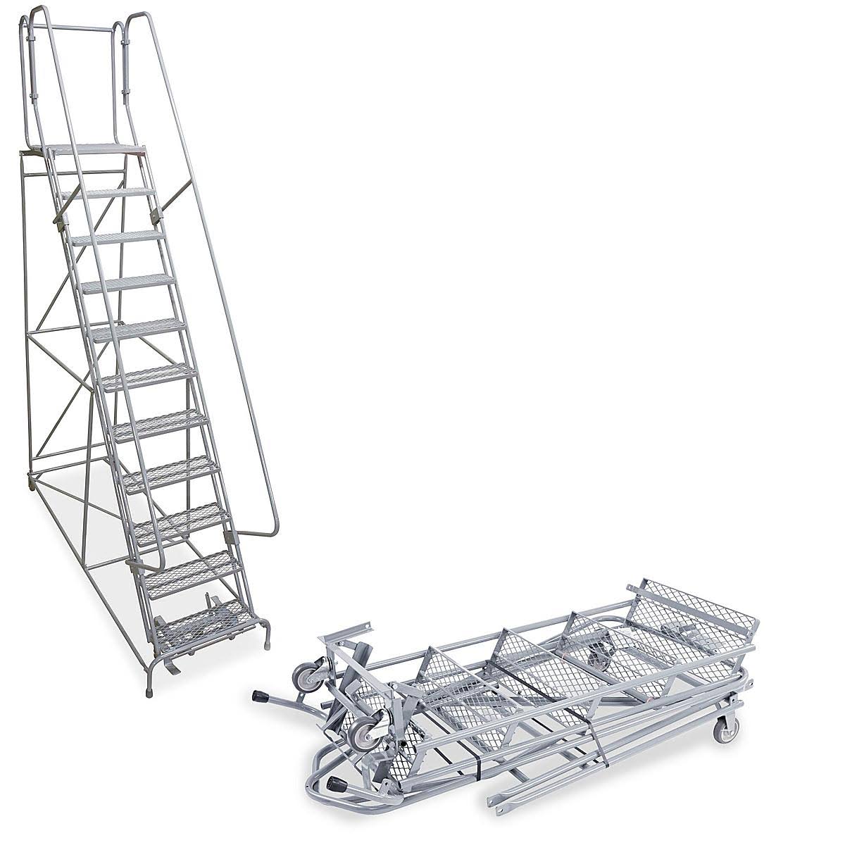 11 Step Rolling Safety Ladder Unassembled With 10 Top Step