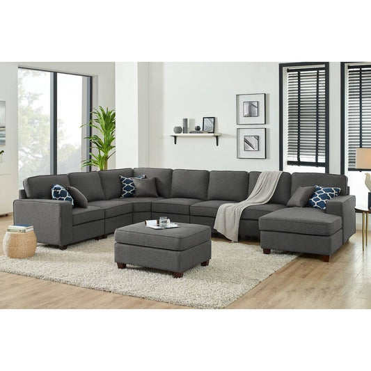 149.5 Wide Left Hand Facing Modular Corner Sectional With Ottoman  Body Fabric