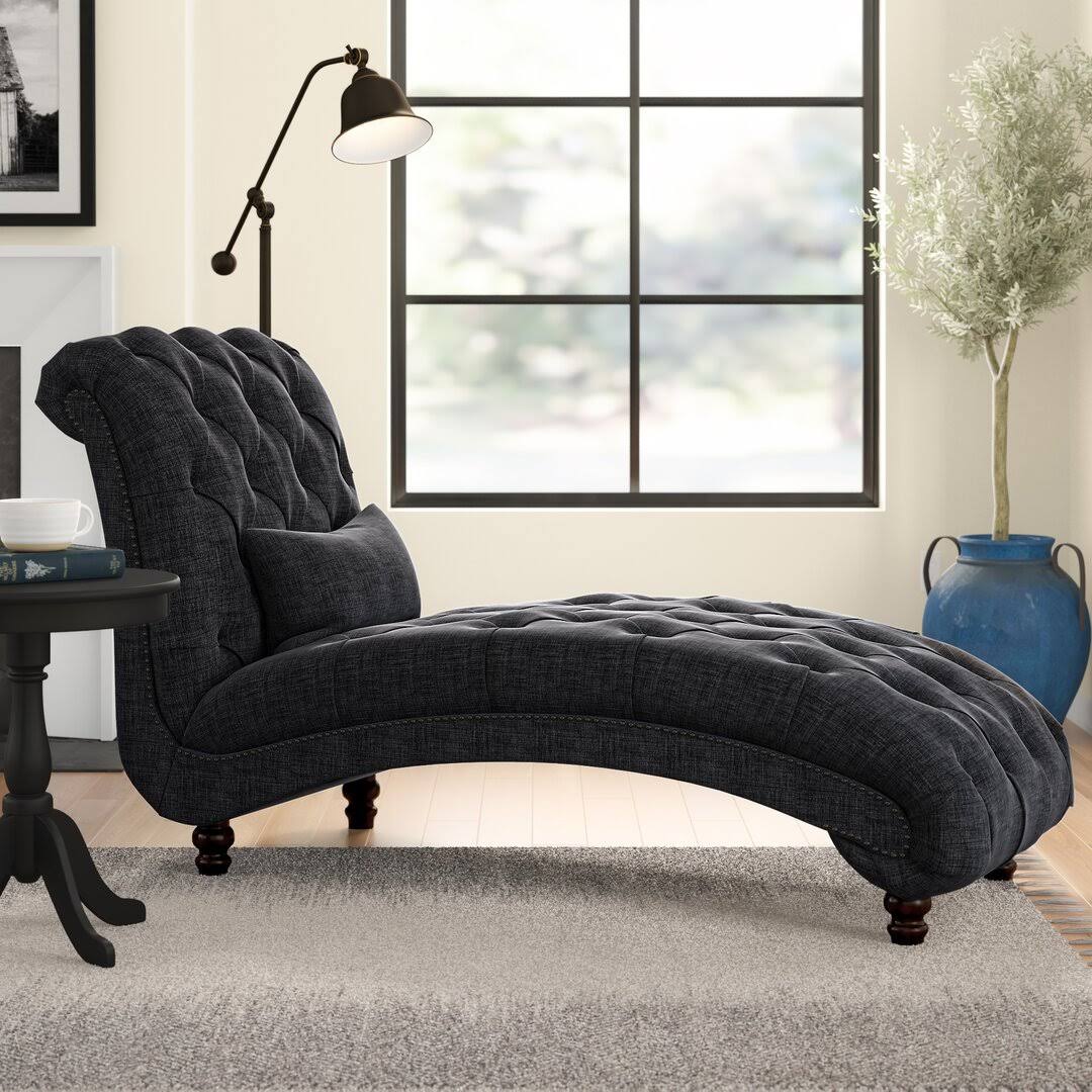 Tufted Armless Chaise Lounge  Fabric