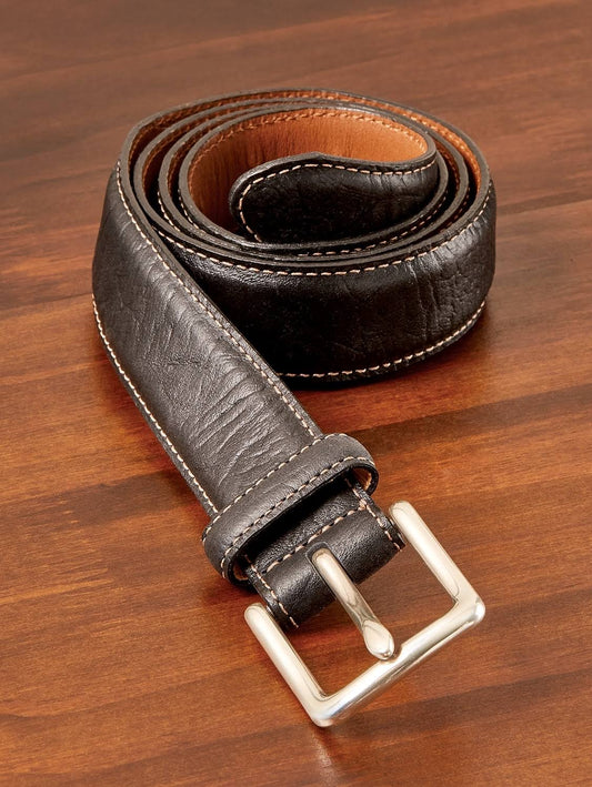 Top-Stitch Bison Leather Belt