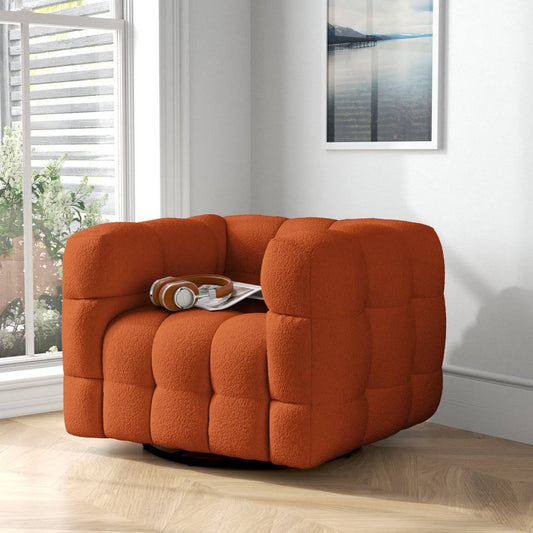 38 W Tufted Swivel Armchair  Fabric