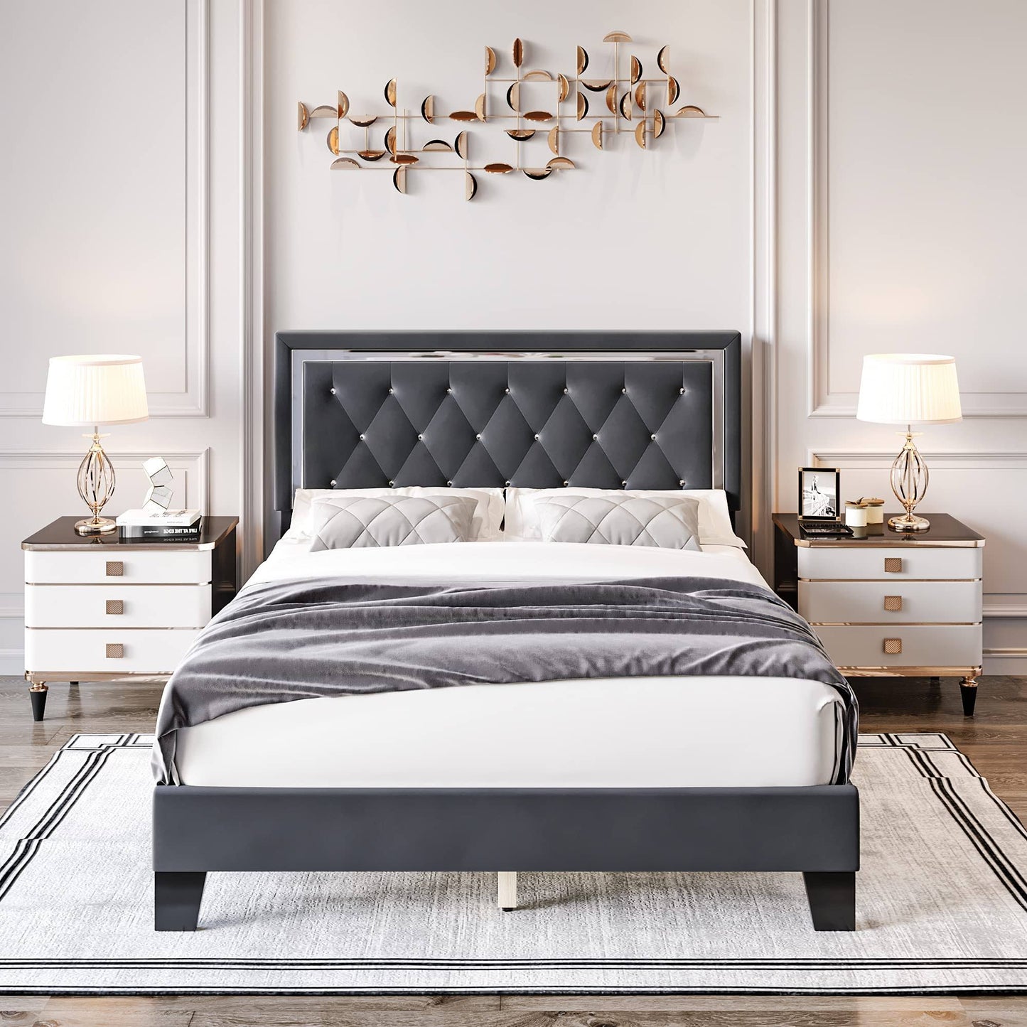 Tufted Low Profile Platform Bed With Adjustable Headboard Rosdorf Park