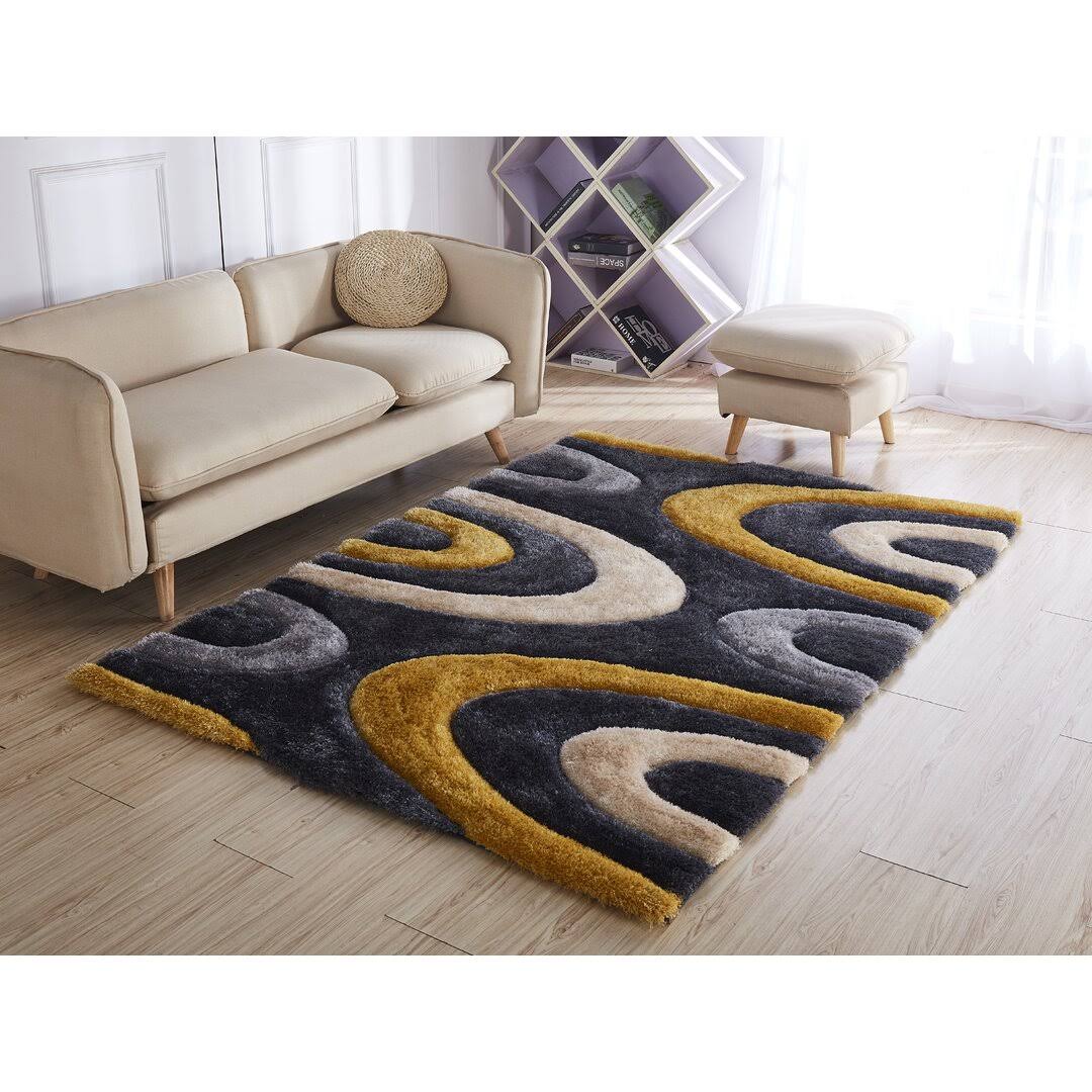 Abstract Shag Blue Area Rug Orren Ellis Rug