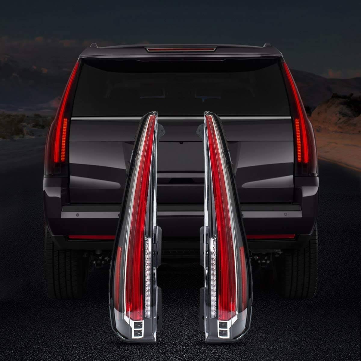 07-14 Cadillac Escalade 3th Gen Led Tail Lights With Sequential Turn Signal Red Turns