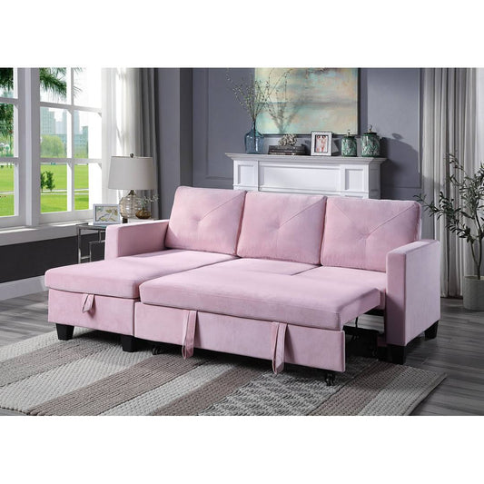 82.5 Wide Velvet Reversible Sleeper Sofa & Chaise  Fabric